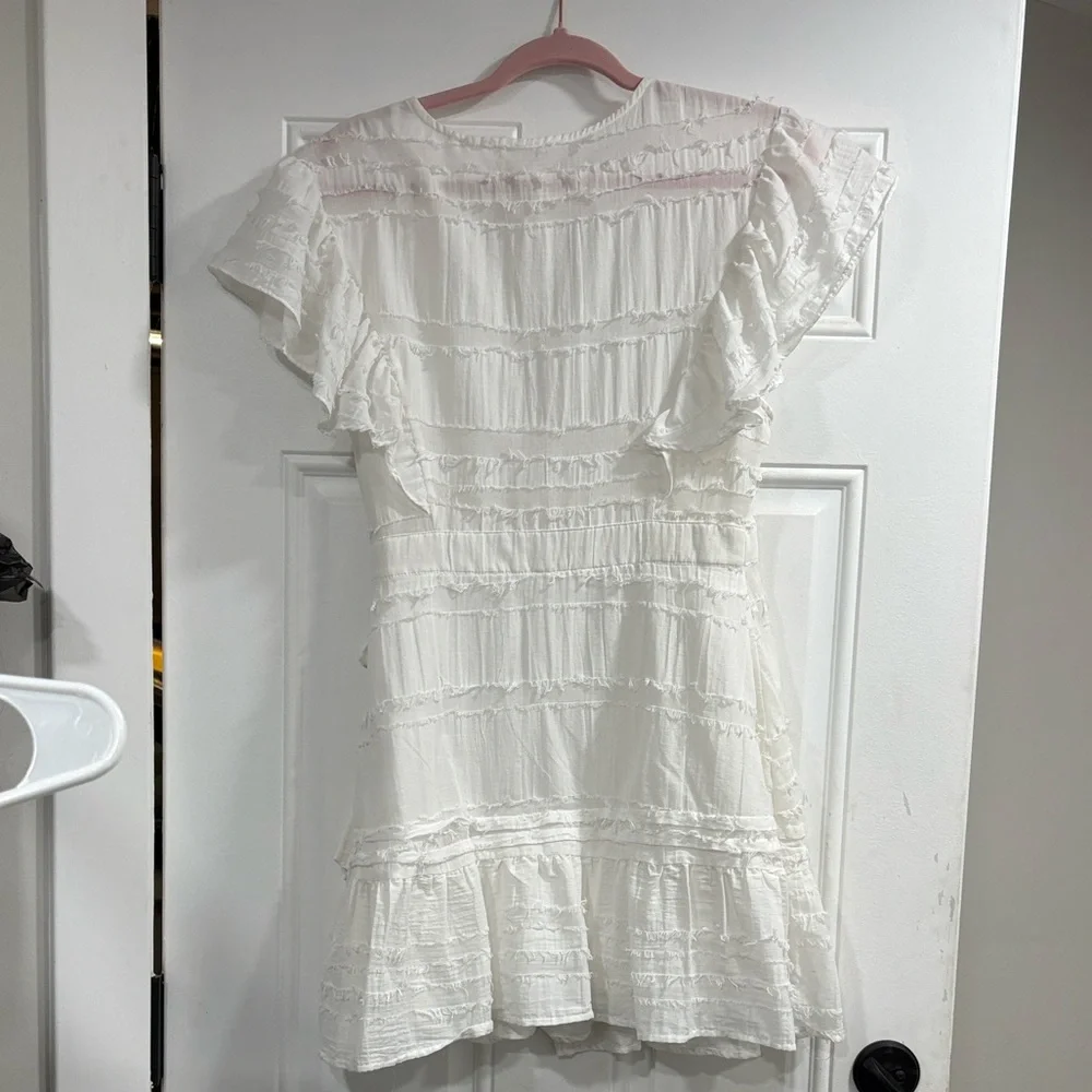 Love Riche White Ruffled Wrap Mini Dress - Picture 3 of 12